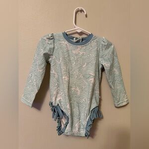 Caden Lane Wave Pattern Long Sleeve Swimsuit